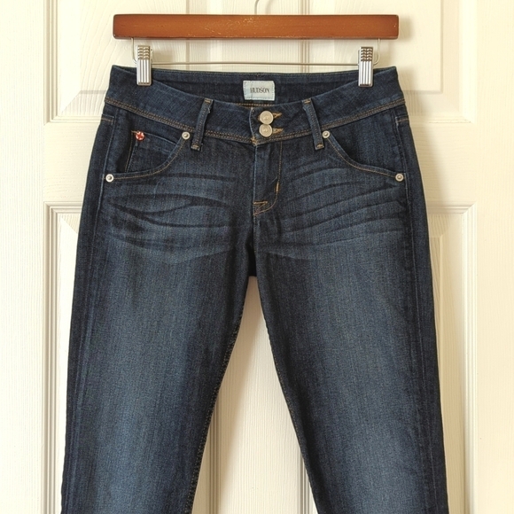 Hudson Collin Classic Low Rise Dark Wash Flap Pocket Denim Skinny Jeans 26 - Picture 2 of 16